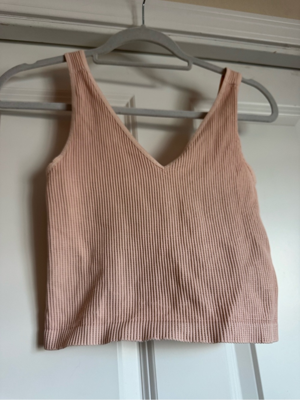Lemon Tree OS One Size Ballet Blush  Pink Peach Thin Ribbed Fitted Crop Tank Top